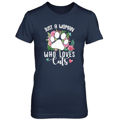 Just A Woman Who Loves Cats-T-Shirt & Tank Top-Women's T-Shirt-Navy