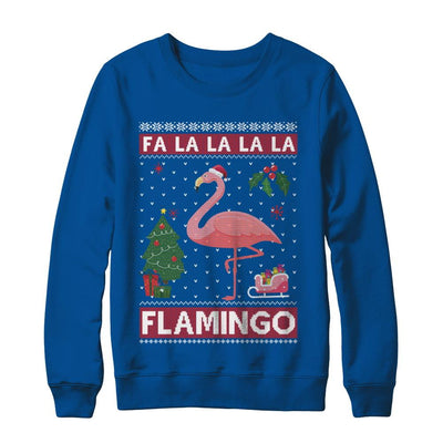 Cute Pink Flamingo Santa Hat Merry Christmas Sweater-T-Shirt & Sweatshirt-Crewneck Sweatshirt-Deep Royal