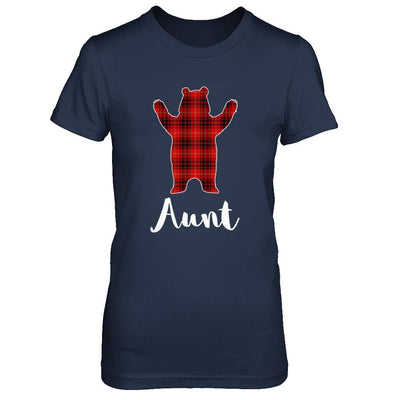 Red Aunt Bear Buffalo Plaid Family Christmas Pajamas-T-Shirt & Sweatshirt-Women's T-Shirt-Navy