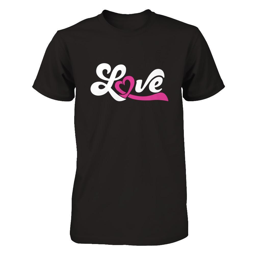 Love Pink Awareness Ribbon-T-Shirt & Hoodie-Premium T-Shirt-Black