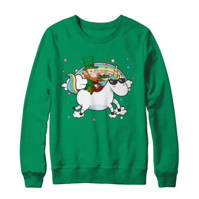 St Patrick's Day Lepricorn Leprechaun Riding Unicorn-T-Shirt & Hoodie-Crewneck Sweatshirt-Irish Green