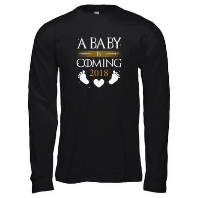 A Baby Is Coming 2018 Pregnancy Announcement-T-Shirt & Tank Top-Long Sleeve T-Shirt-Black