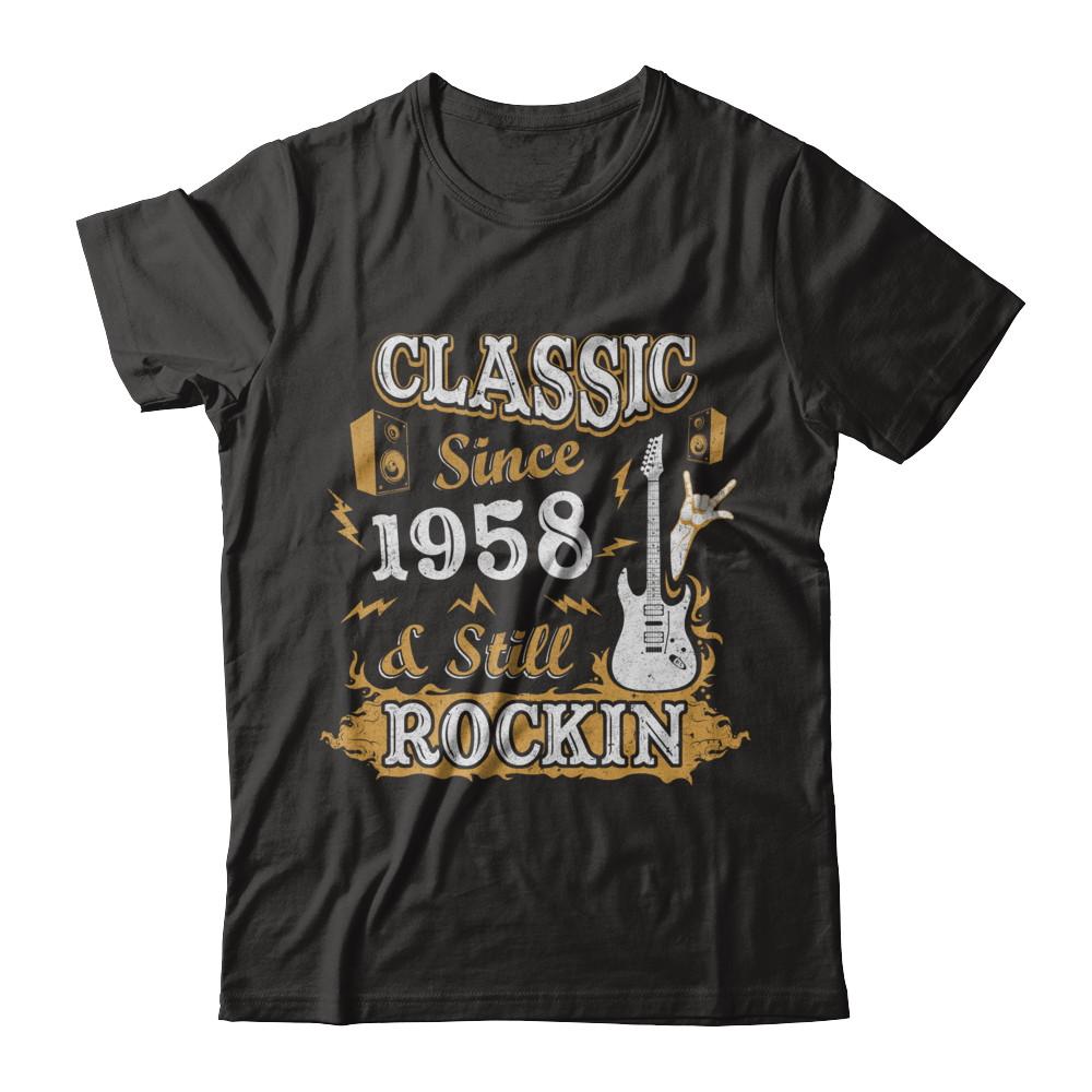 Vintage Classic Since 1958 With Rockin 63th Birthday-T-Shirt & Hoodie-Classic T-Shirt-Black