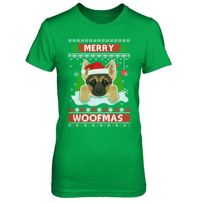 German Shepherd Merry Woofmas Ugly Christmas Sweater-T-Shirt & Sweatshirt-Women's T-Shirt-Irish Green