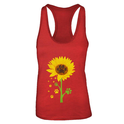 Funny Sunflower Cat Dog Paw Lover-T-Shirt & Tank Top-Women's Ideal Racerback Tank-Red