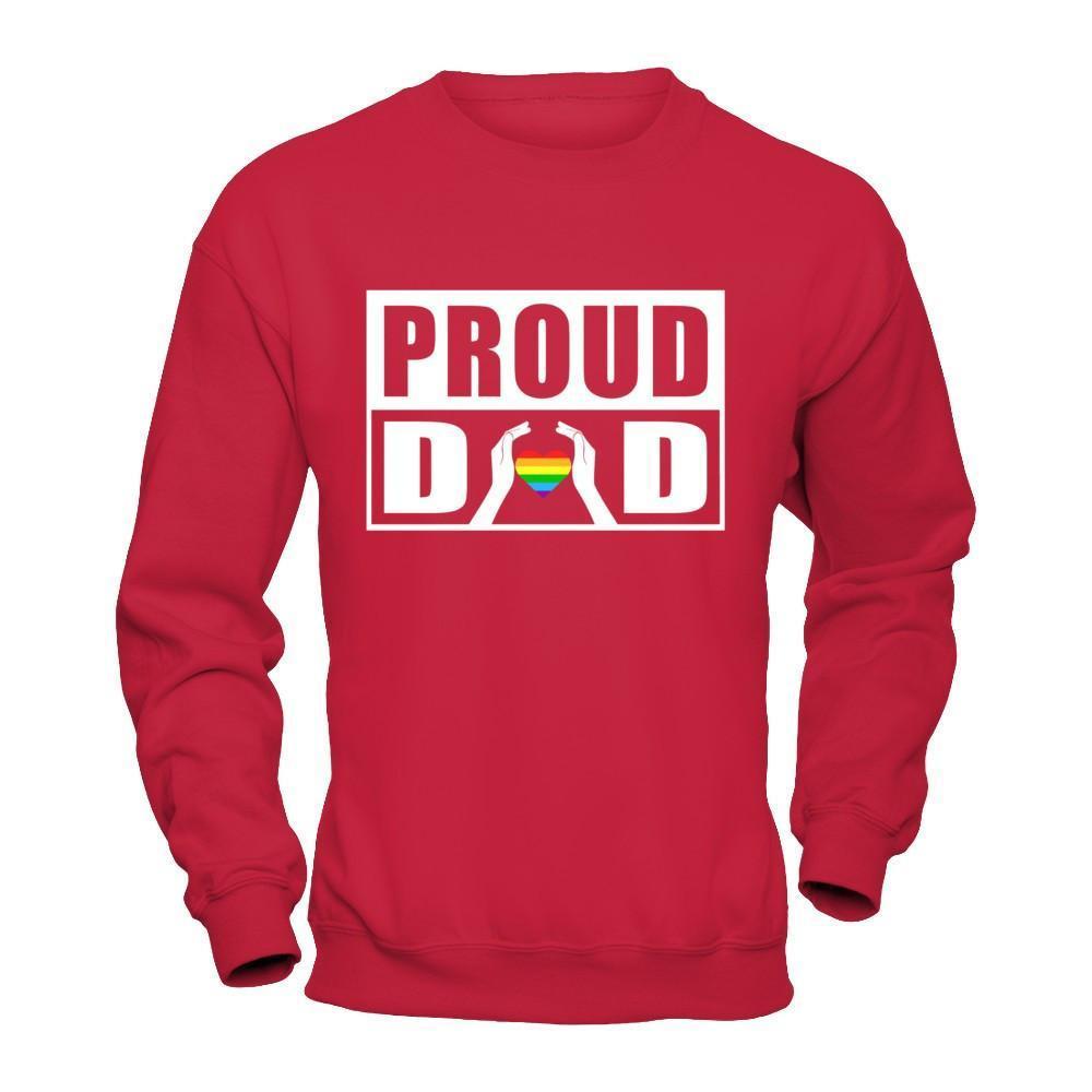 Proud Dad Lgbt Gay Lesbian Pride-T-Shirt & Hoodie-Crewneck Sweatshirt-Red