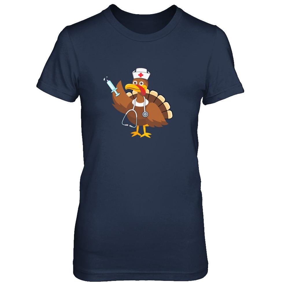 Nurse Turkey Funny Thanksgiving For Nurses-T-Shirt & Hoodie-Women's T-Shirt-Navy