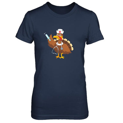 Nurse Turkey Funny Thanksgiving For Nurses-T-Shirt & Hoodie-Women's T-Shirt-Navy