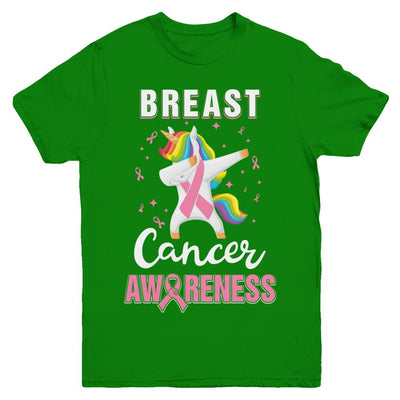 Inspirational Breast Cancer Awareness Unicorn Support Youth-Youth Shirt-Youth T-Shirt-Irish Green