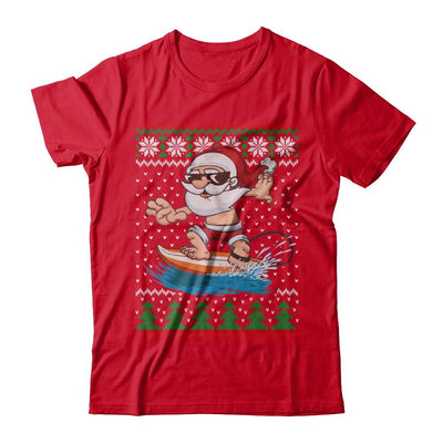 Santa Surfing Hawaiian Summer Christmas Ugly Sweater-T-Shirt & Sweatshirt-Premium T-Shirt-Red