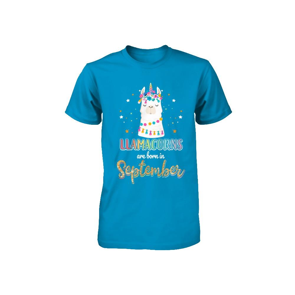 Llama Unicorn Llamacorns Born In September Birthday Gift Youth-Youth Shirt-