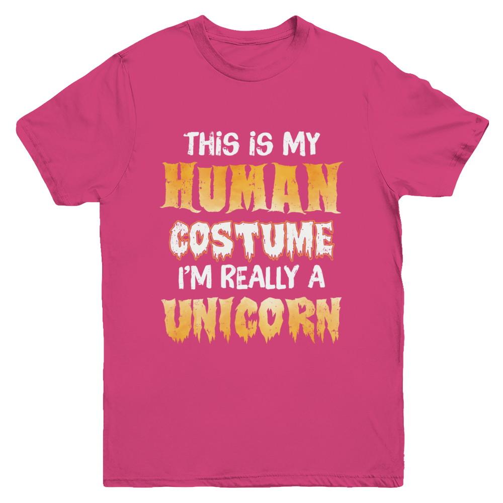 This Is My Human Costume Unicorn Halloween Youth-Youth Shirt-Youth T-Shirt-Heliconia