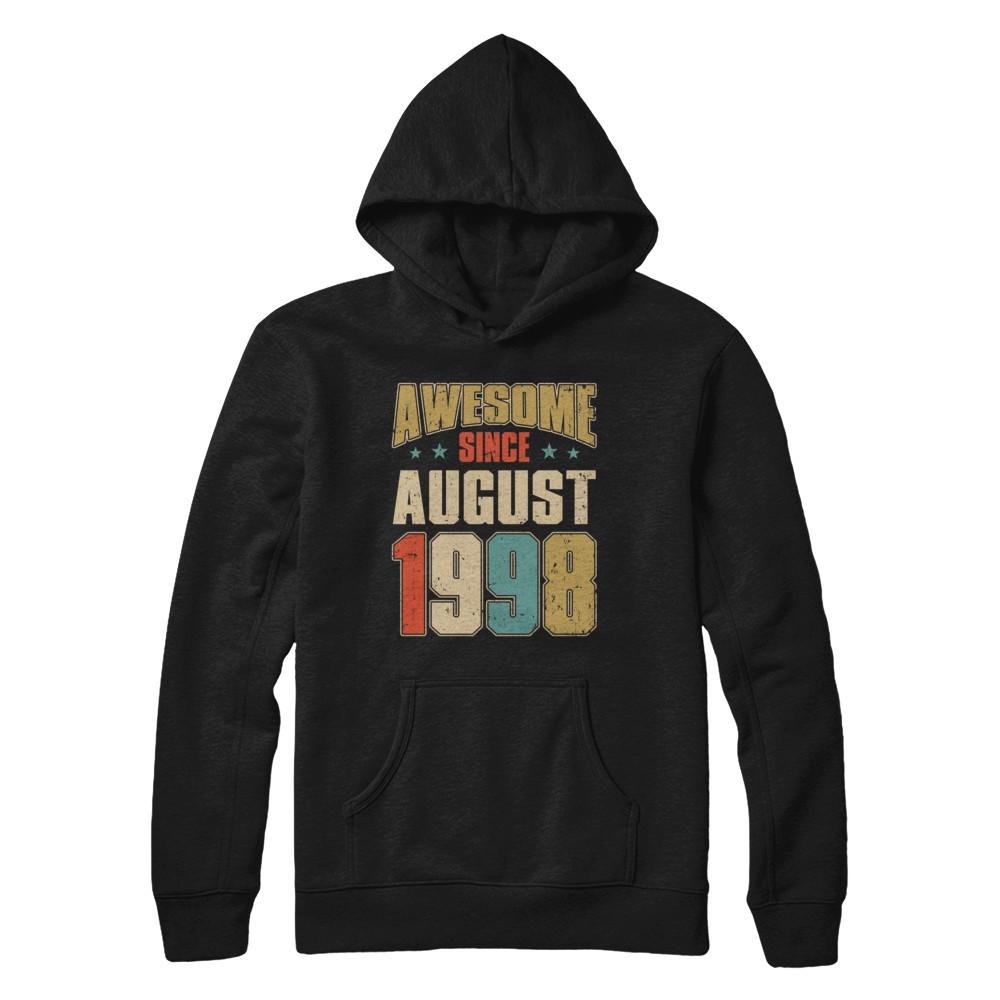 Vintage Retro Awesome Since August 1998 23th Birthday-T-Shirt & Hoodie-Pullover Hoodie-Black