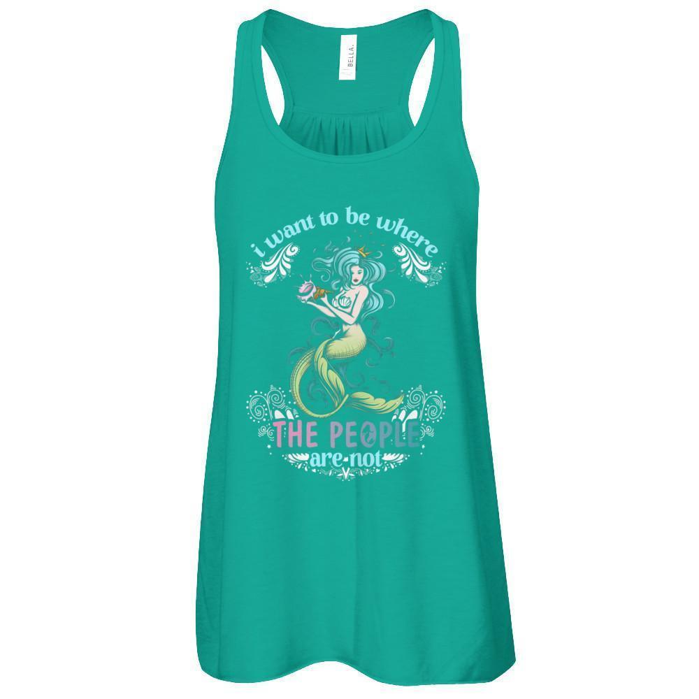 I Want To Be Where The People Are Not-T-Shirt & Tank Top-Women's Flowy Racerback Tank-Kelly