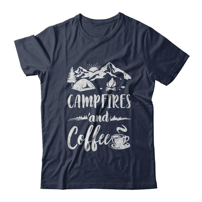 Coffee And Campfires Funny Camping Gifts-T-Shirt & Hoodie-Classic T-Shirt-Navy
