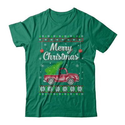 Snow Tree Truck Merry Christmas Ugly Sweater-T-Shirt & Sweatshirt-Classic T-Shirt-Kelly Green