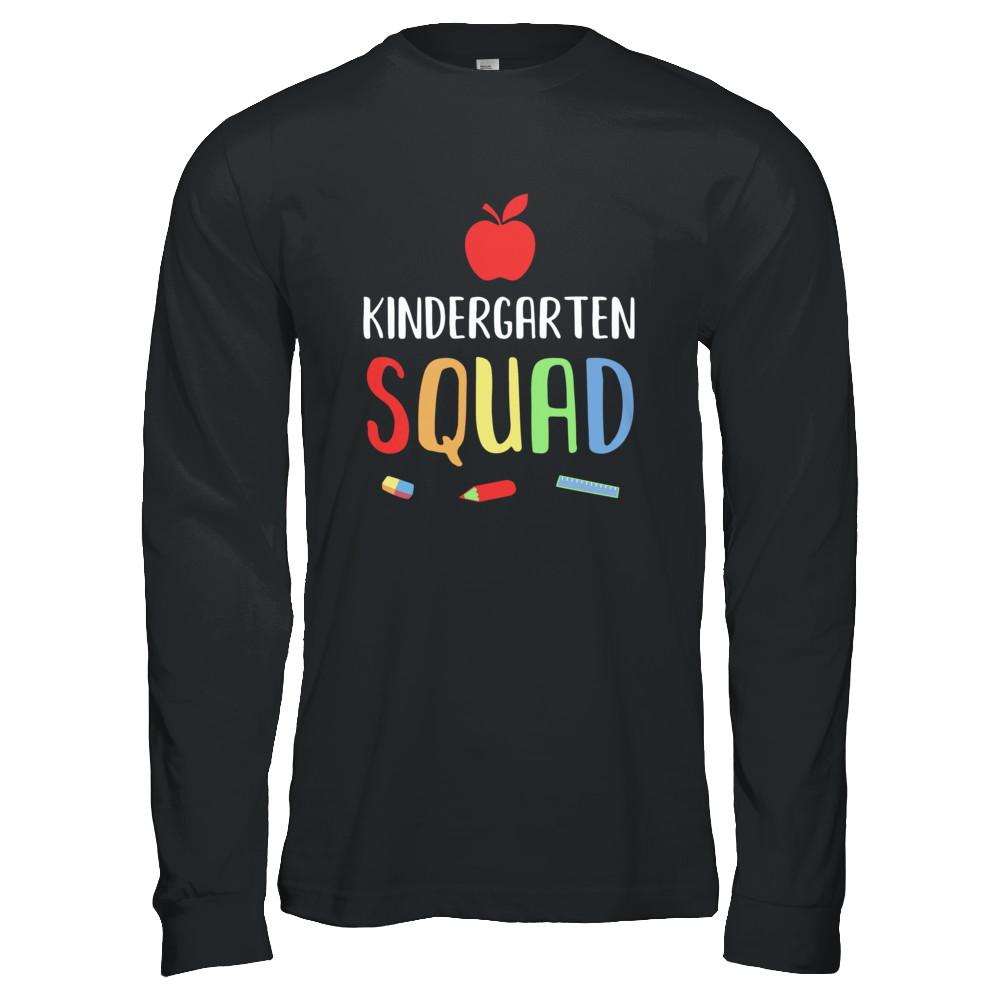 Kindergarten Squad Back To School Teacher Gift-T-Shirt & Hoodie-Long Sleeve T-Shirt-Black