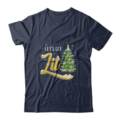 Let's Get Lit Funny Christmas Tree Drinking Beer-T-Shirt & Sweatshirt-Classic T-Shirt-Navy