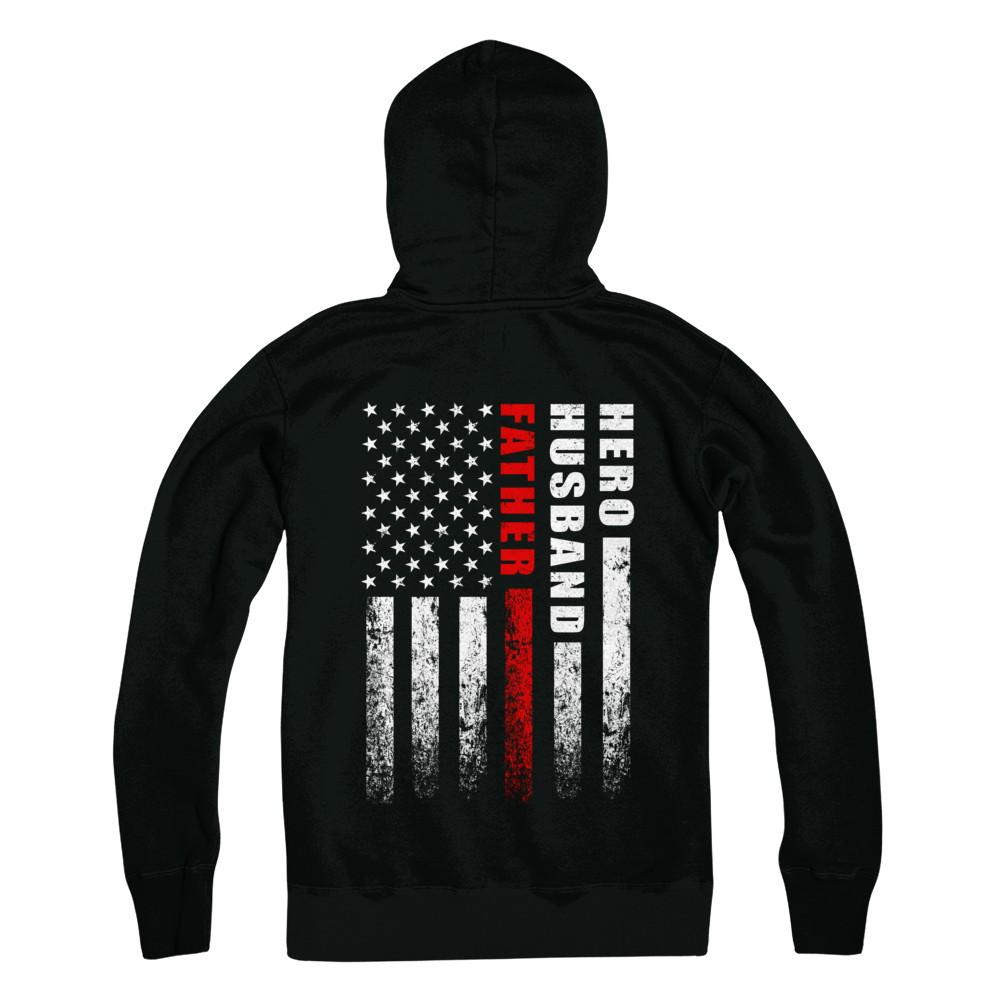 Fireman Firefighter Husband Dad Hero Fathers Day Gift-T-Shirt & Hoodie-Pullover Hoodie-Black