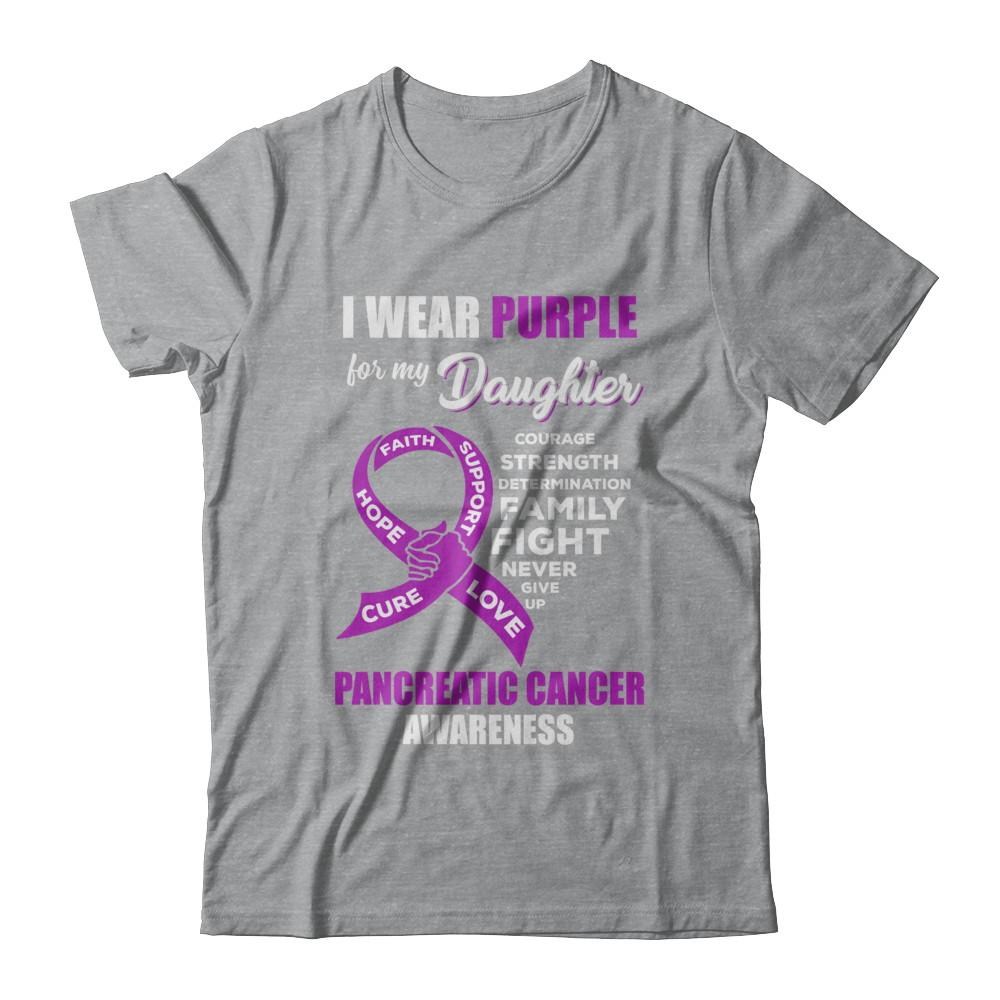Pancreatic Cancer I Wear Purple For My Daughter Dad Mom-T-Shirt & Hoodie-Classic T-Shirt-Sport Grey
