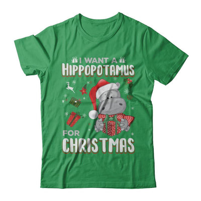 I Want A Hippopotamus For Christmas Hippo-T-Shirt & Sweatshirt-Premium T-Shirt-Kelly Green