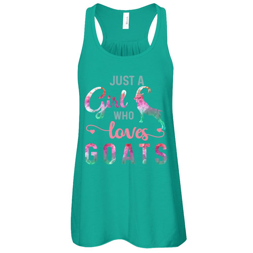 Just A Girl Who Loves Goats Goat Lover-T-Shirt & Tank Top-Women's Flowy Racerback Tank-Kelly