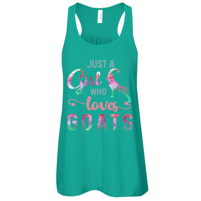 Just A Girl Who Loves Goats Goat Lover-T-Shirt & Tank Top-Women's Flowy Racerback Tank-Kelly
