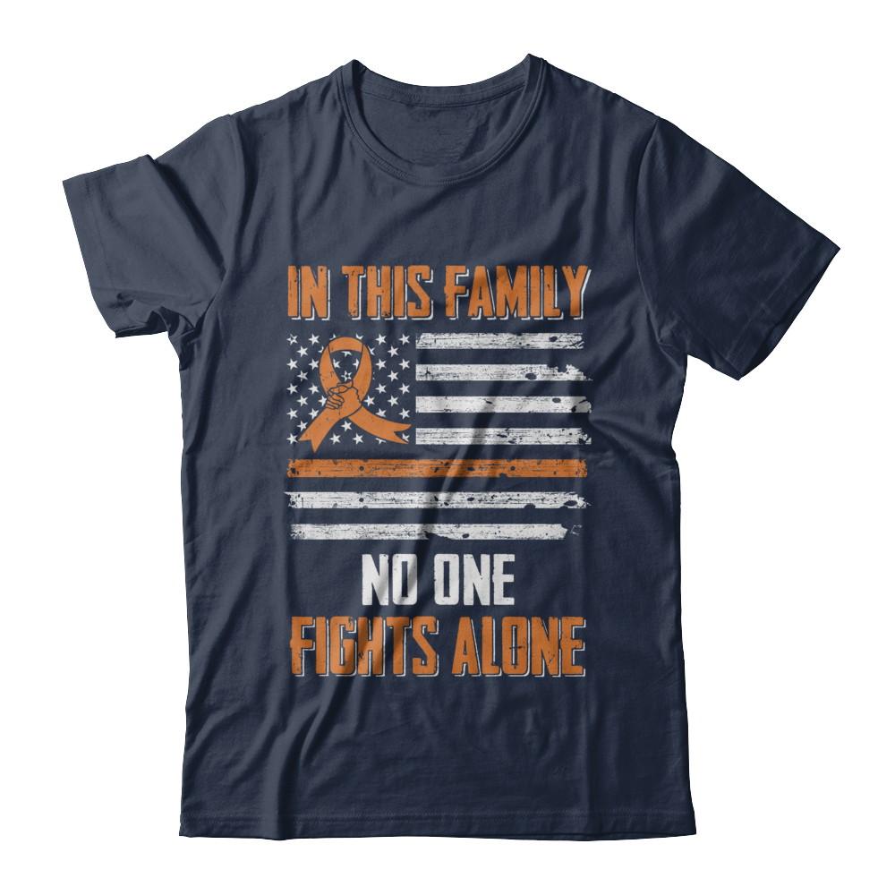 In This Family No One Fights Alone Multiple Sclerosis-T-Shirt & Hoodie-Classic T-Shirt-Navy
