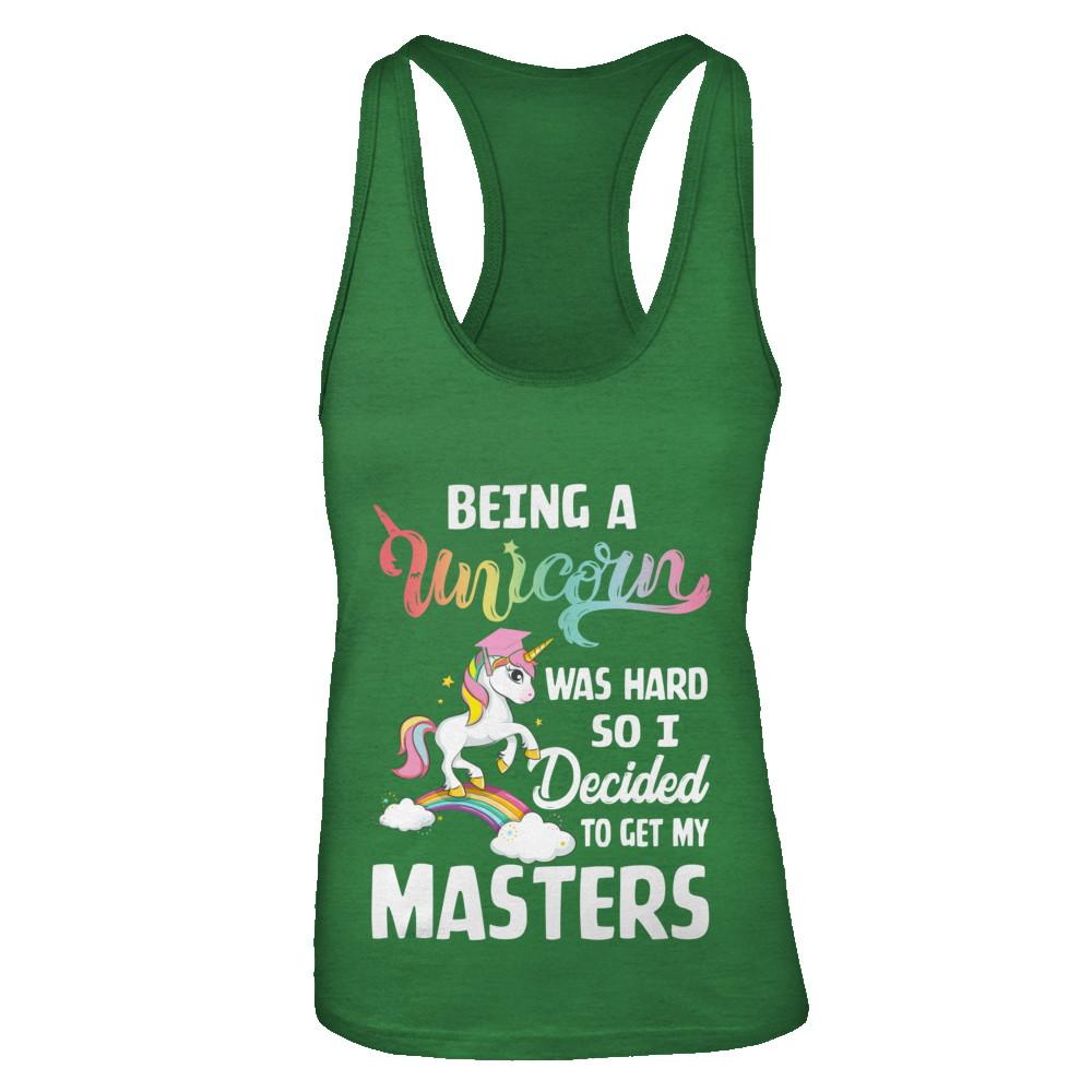 Funny Unicorn Masters Degree Graduation Graduate Gift-T-Shirt & Tank Top-Women's Ideal Racerback Tank-Kelly Green