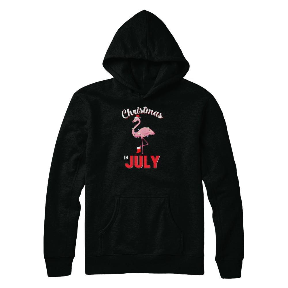 Funny Party X-Mas Flamingo Christmas In July-T-Shirt & Tank Top-Pullover Hoodie-Black