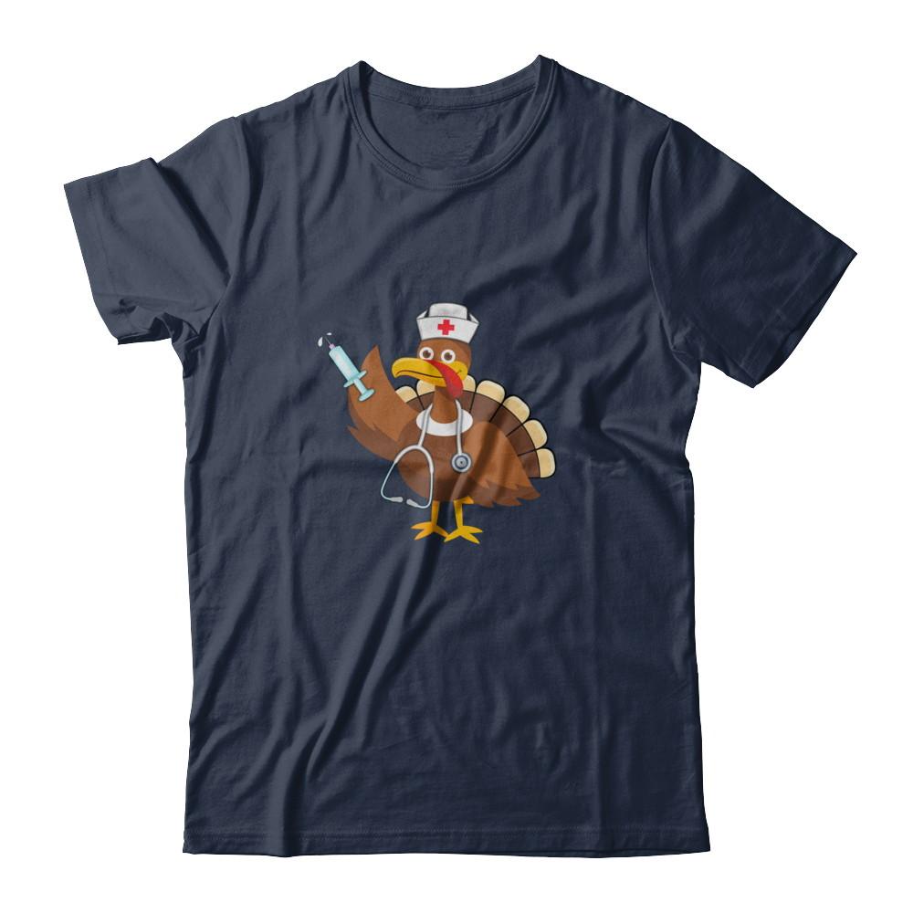 Nurse Turkey Funny Thanksgiving For Nurses-T-Shirt & Hoodie-Classic T-Shirt-Navy