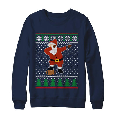 Dabbing Santa Football Ugly Sweater Christmas-T-Shirt & Sweatshirt-Crewneck Sweatshirt-Navy