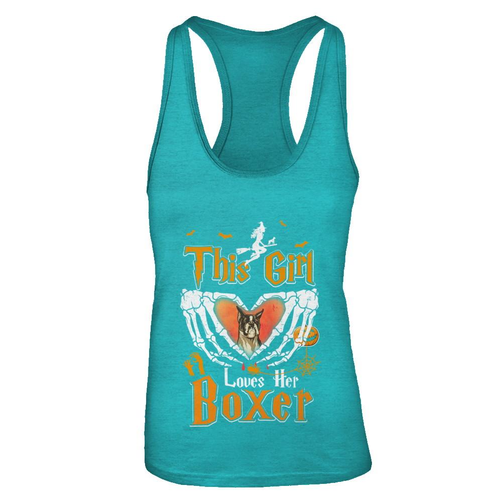 This Girl Love Her Dog Boxer Halloween-T-Shirt & Tank Top-Women's Ideal Racerback Tank-Tahiti Blue