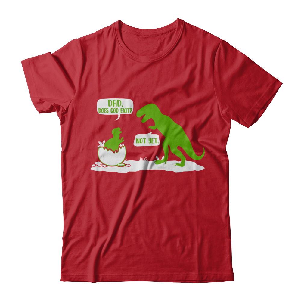 Dad Does God Exist Dinosaurs Funny-T-Shirt & Hoodie-Classic T-Shirt-Red