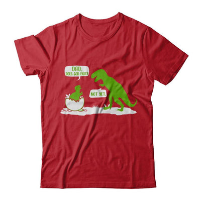 Dad Does God Exist Dinosaurs Funny-T-Shirt & Hoodie-Classic T-Shirt-Red