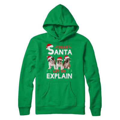 Dear Santa Funny Bulldogs Puppies Christmas Gift-T-Shirt & Hoodie-Pullover Hoodie-Irish Green