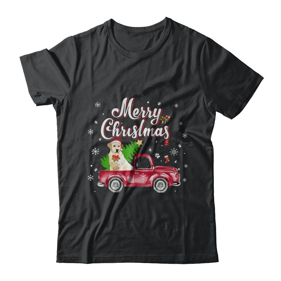 Labrador Retriever Rides Red Truck Christmas Pajama-T-Shirt & Sweatshirt-Classic T-Shirt-Black