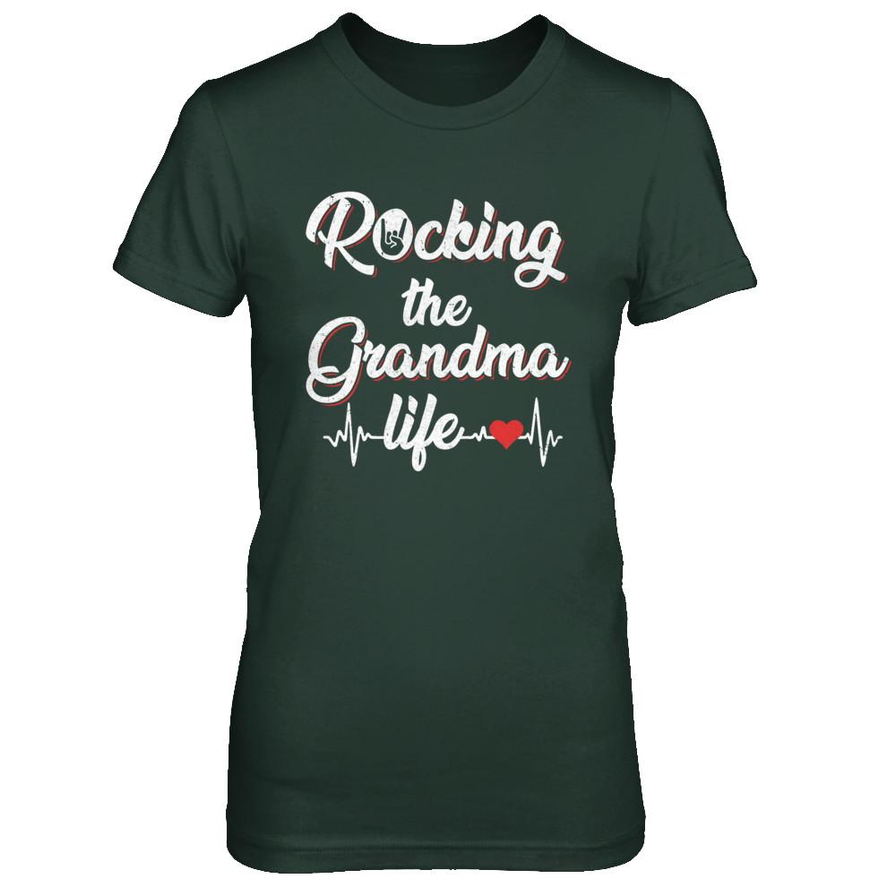 Rocking The Grandma Life Mothers Day Gifts-T-Shirt & Hoodie-Women's T-Shirt-Forest Green