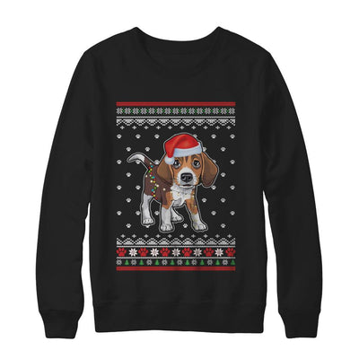Beagle Christmas Ugly Sweater Lights Dog Xmas Gift-T-Shirt & Sweatshirt-Crewneck Sweatshirt-Black