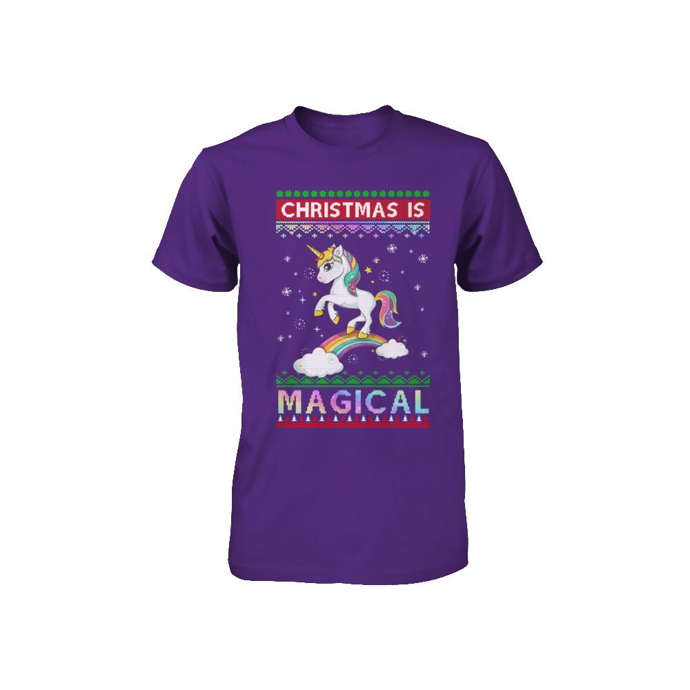 Christmas Is Magical Unicorn Ugly Christmas Sweater Youth-Youth Shirt-