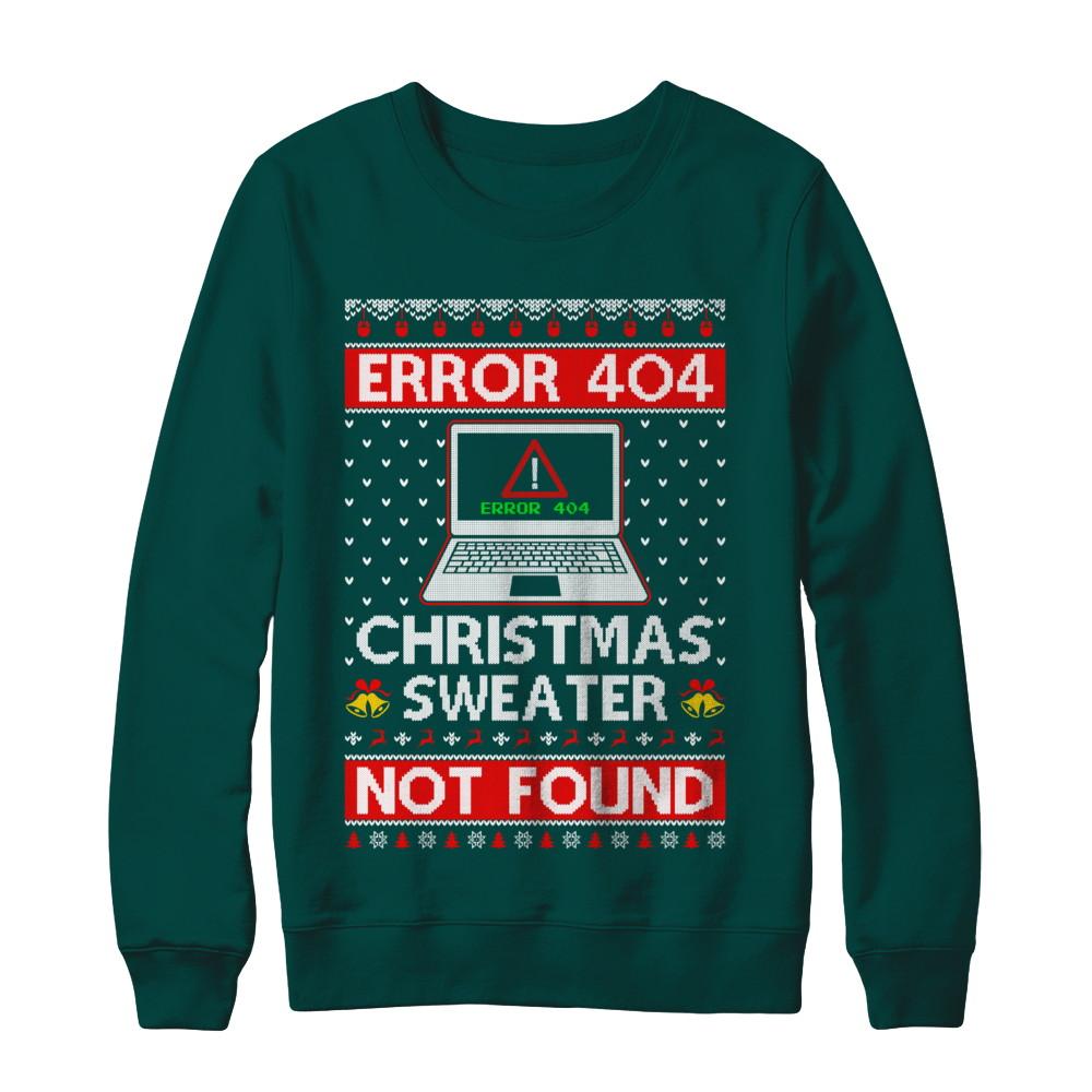 Error 404 Ugly Christmas Sweater Not Foud Computer-T-Shirt & Sweatshirt-Crewneck Sweatshirt-Deep Forest