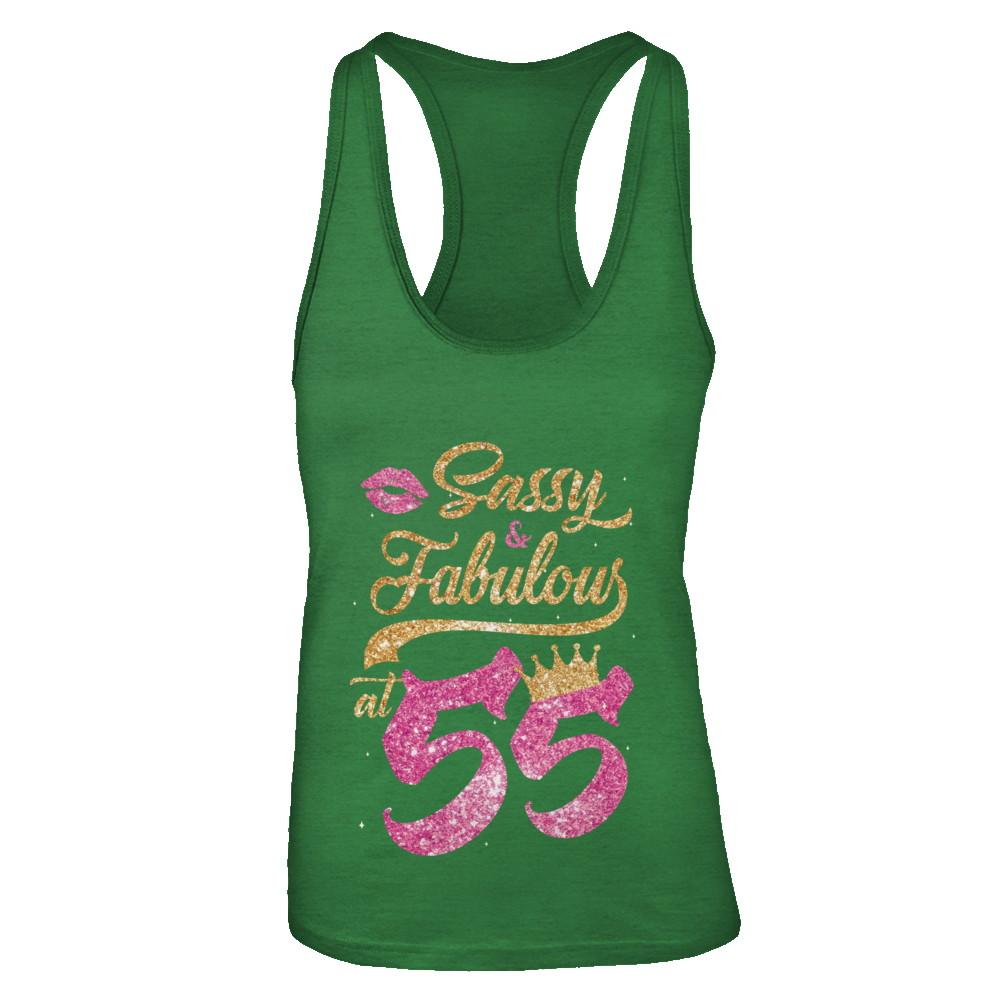 Sassy And Fabulous At 55th 1966 Birthday Gift-T-Shirt & Tank Top-Women's Ideal Racerback Tank-Kelly Green