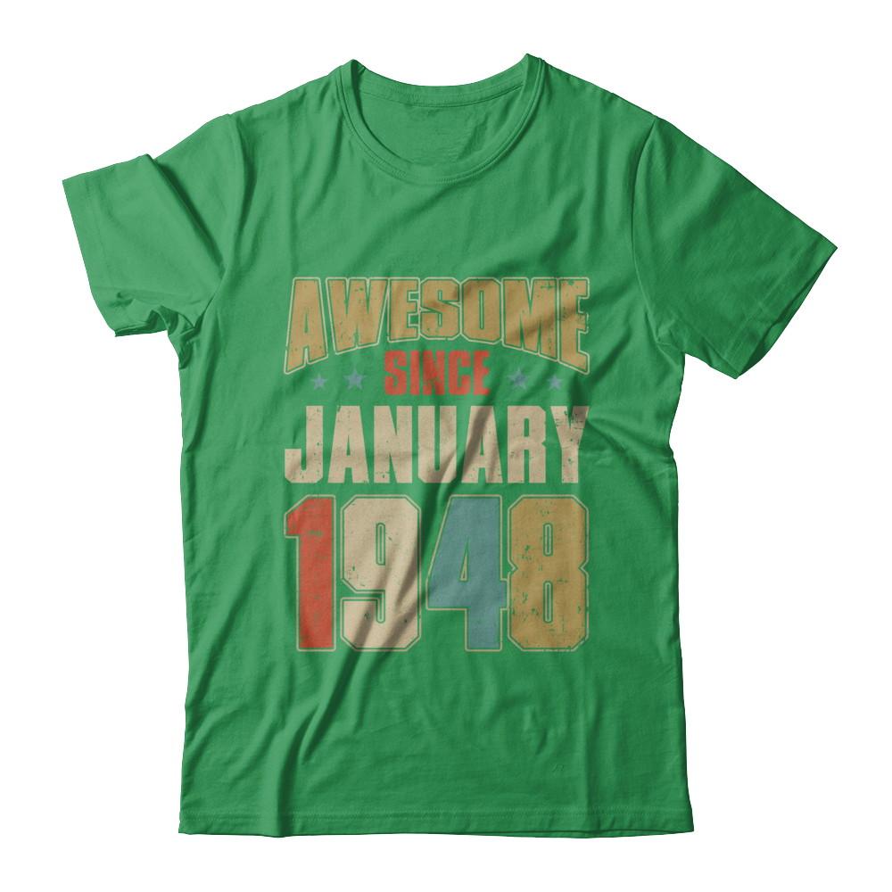 Vintage Retro Awesome Since January 1948 73th Birthday-T-Shirt & Hoodie-Premium T-Shirt-Kelly Green