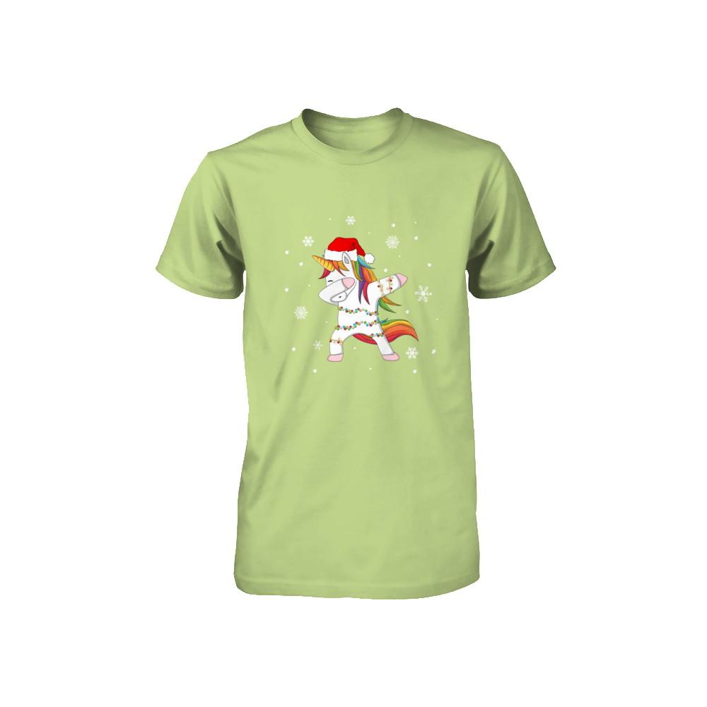 Dabbing Unicorn Ugly Christmas Sweater Girls Youth-Youth Shirt-Toddler T-Shirt-Key Lime