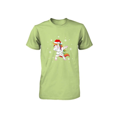 Dabbing Unicorn Ugly Christmas Sweater Girls Youth-Youth Shirt-Toddler T-Shirt-Key Lime