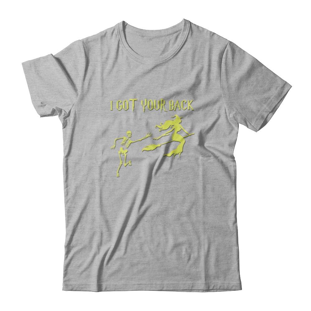 Funny Witch Skeleton Halloween I Got Your Back-T-Shirt & Tank Top-Premium T-Shirt-Heather Gray