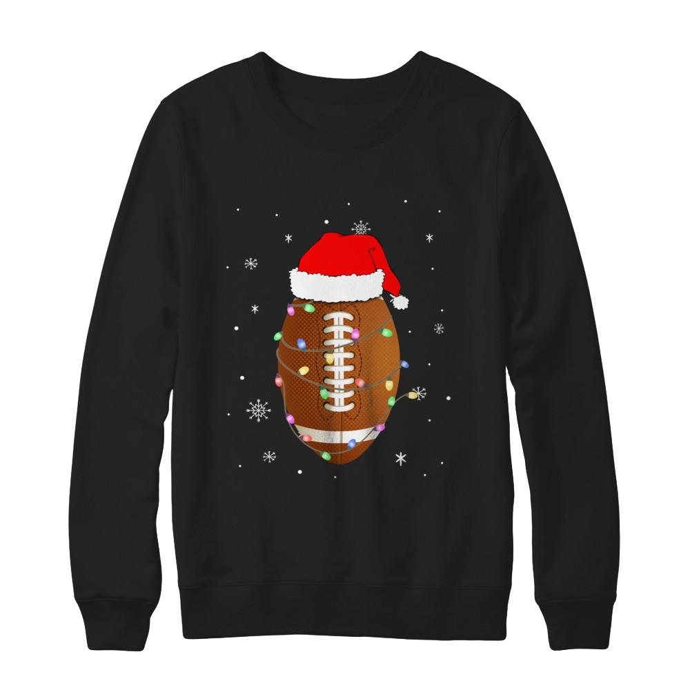 Santa Hat Football Christmas Gifts-T-Shirt & Sweatshirt-Crewneck Sweatshirt-Black