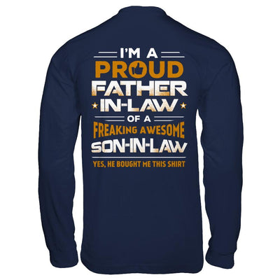 Proud Father In Law Freaking Awesome Son-In-Law Fathers Day-T-Shirt & Hoodie-Long Sleeve T-Shirt-Navy