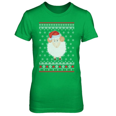 Pajamas Lamb Sheep Santa Hat Ugly Christmas Sweater-T-Shirt & Sweatshirt-Women's T-Shirt-Irish Green