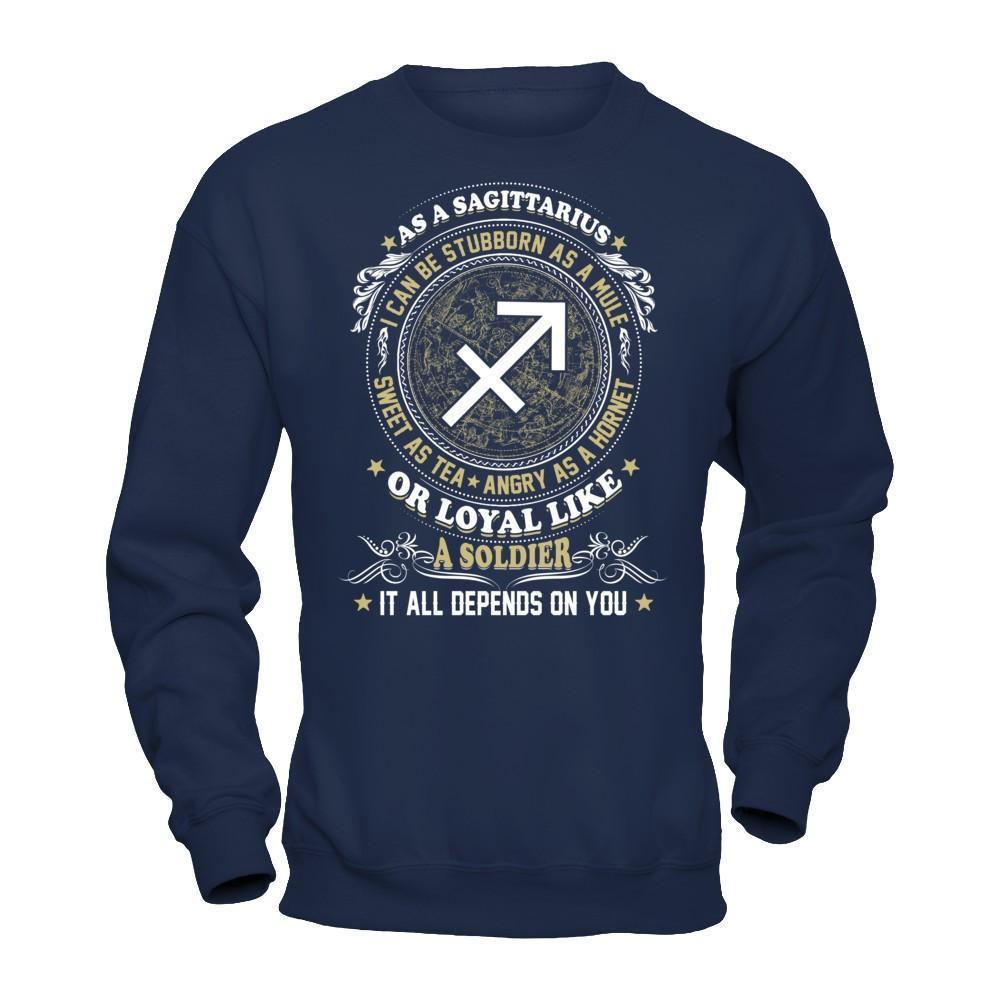 As A Sagittarius I Can Be Stubborn As A Mule-T-Shirt & Hoodie-Crewneck Sweatshirt-Navy